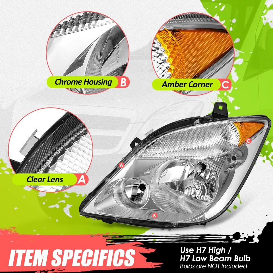 Faro ámbar cromado OE para Dodge Mercedes Benz Freightliner Sprinter 07-13 Foto 2 de 4