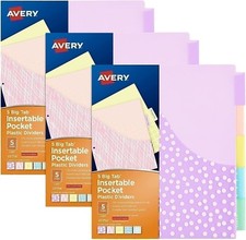 Avery Big Tab Insertable Pocket Dividers for 3 Ring Binders, 5-Tab Set,...