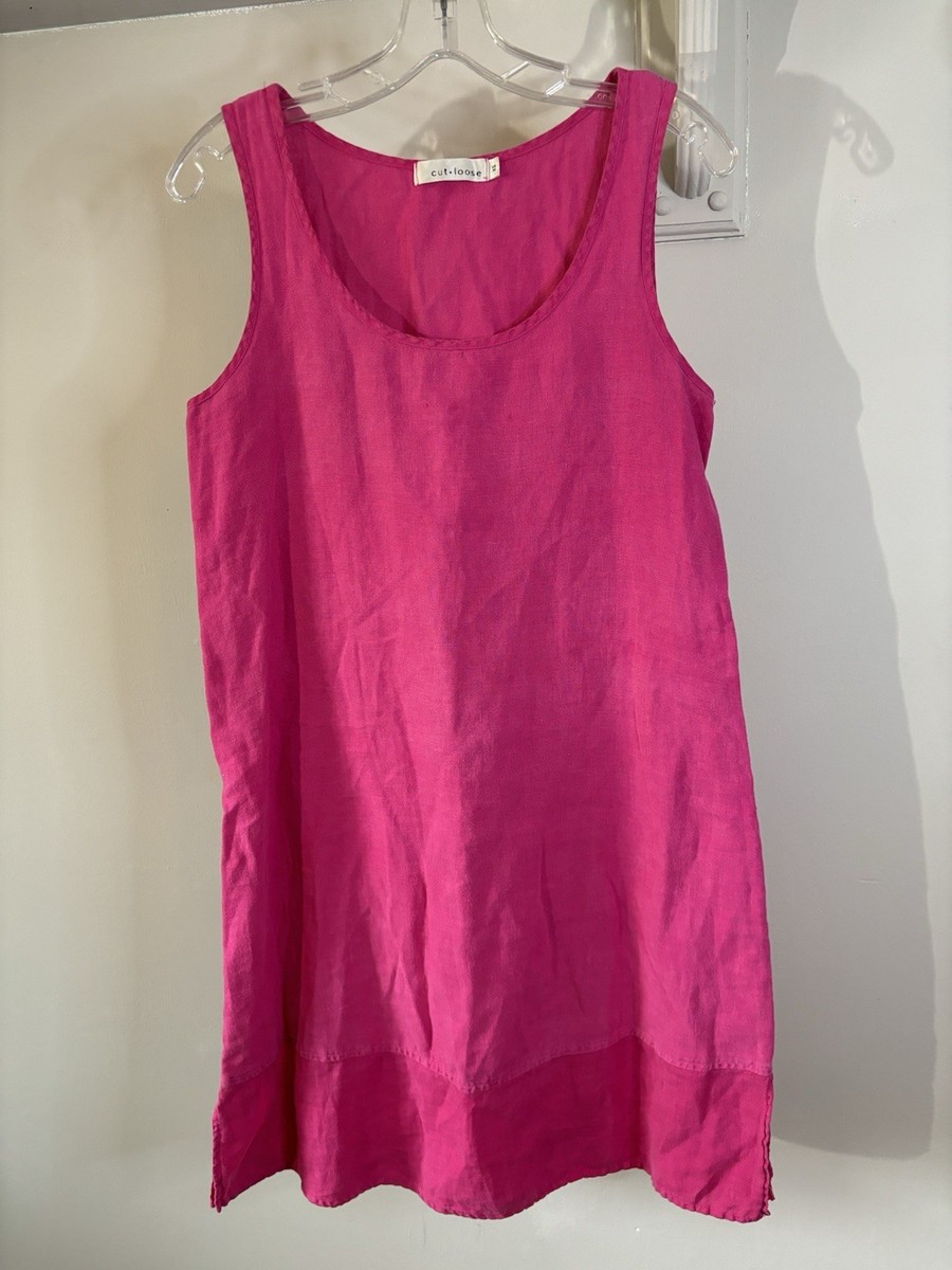 CUT LOOSE Hot Pink Linen Shift Dress Tank XS | eBay