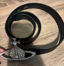 Vivienne Westwood Classic Silver Orb Belt Large Black Leather belt 