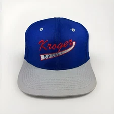Vintage Kroger Brands Hat It's A Team Effort 90s Snapback Groceries Blue Cap