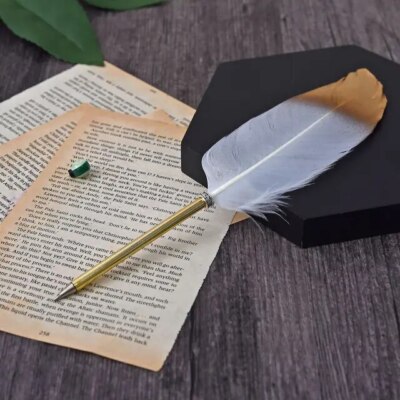 Feder Kugelschreiber Feder Schule Büro Geschenk Schreibpapier Schreibstift Metall Gold