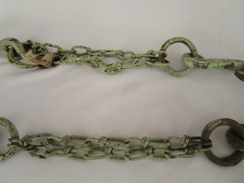 2 Pcs. Old Vintage Painted Solid Planter Hanging Chain Hooks Both Side India 01 - Picture 13 of 16