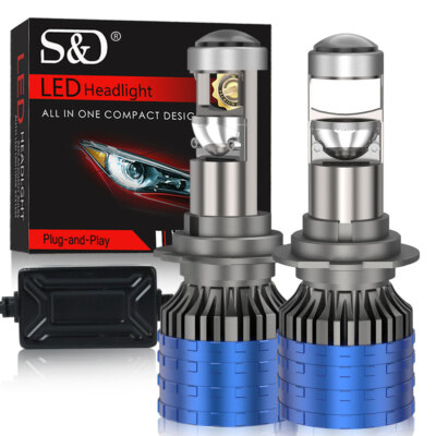 2X H7 LED Projector Lens Headlight Bulbs Kit 120W 80000LM Retrofit For Low Beam