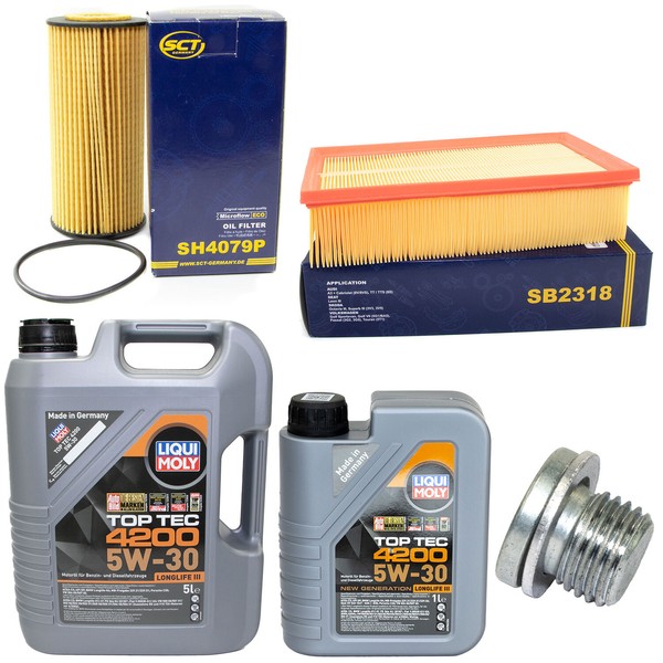 MotoröL Filter Set 5W-30 6 Liter + ÖLablassschraube FüR VW Passat Alltrack 2.0-image