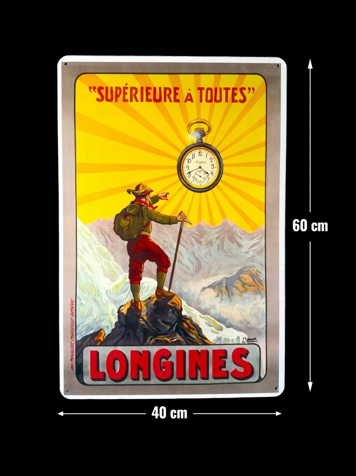 Longines “Supérieure à Toutes” Vintage Heavy Metal Sign  XXL 24"x16" (60x40 cm) - Image 3 of 4
