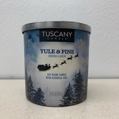 Tuscany Candle 12oz Christmas Yule & Pine Soy Blend Scented Essential Oils VTG