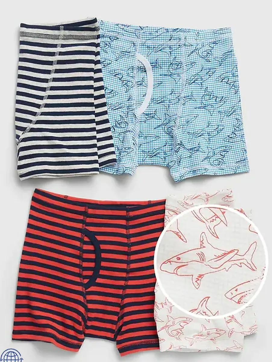 New Gap Kids Boys 4 Pack Boxer Briefs Underwear 7 8 10 12 14 Yrs Sharks  Stripes