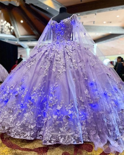 Adela Lace High Neck Ball Gown - Hi-Low Pageant Dress With Train (Sky Blue)
