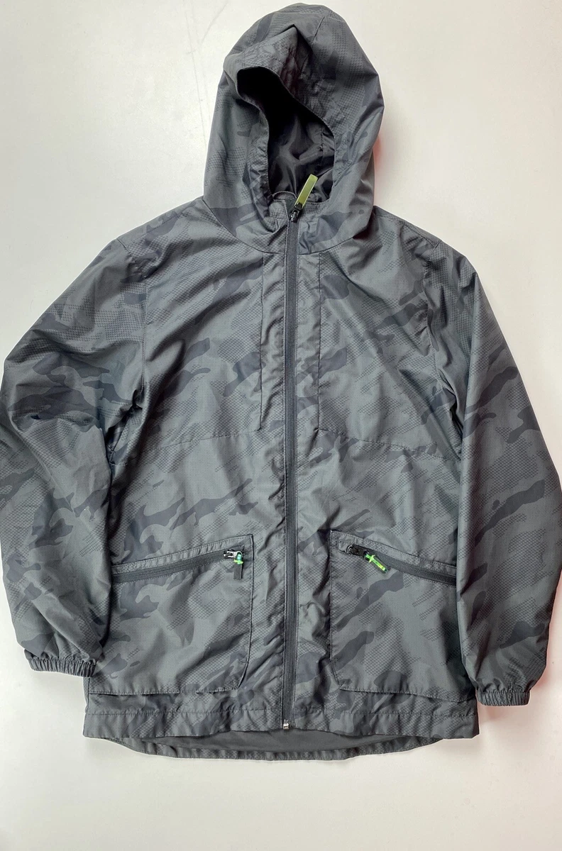 Windbreaker Jacket Size L 12 14 Youth Champion Grey Camo Active