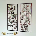 Pair Metal Frame Leaves Hanging Wall Art Sculpture Home Garden Decoration 80cm