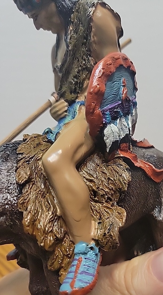 Native  American Riding Horse Spear with Feathers Warrior 10"