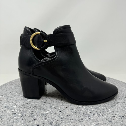 Ted Baker Boots Womens 6.5 Black Leather Sybell Ankle Booties Shoes 37