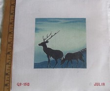 Julia Hand painted Needlepoint Canvas QB150 Deer Silhouette HP Designs 5 x 5"