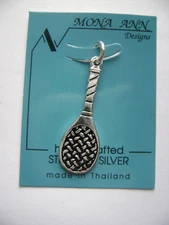 Sterling Silver Tennis Racquet Pendant New