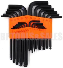25pc Ball Head Turning Hex Key Allen Wrenches SAE & METRIC Hard Reach Hex Set