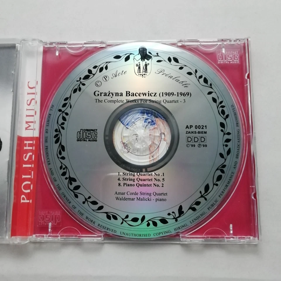 Bacewicz: String Quartets - III / Amar Corde Quartet / Acte Prealable CD AP0021 - Image 3 of 3