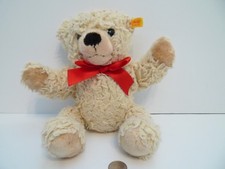 Steiff Teddy Bear 12" KNOPF IM OHR Cream Colored w/ Red Ribbon Tag