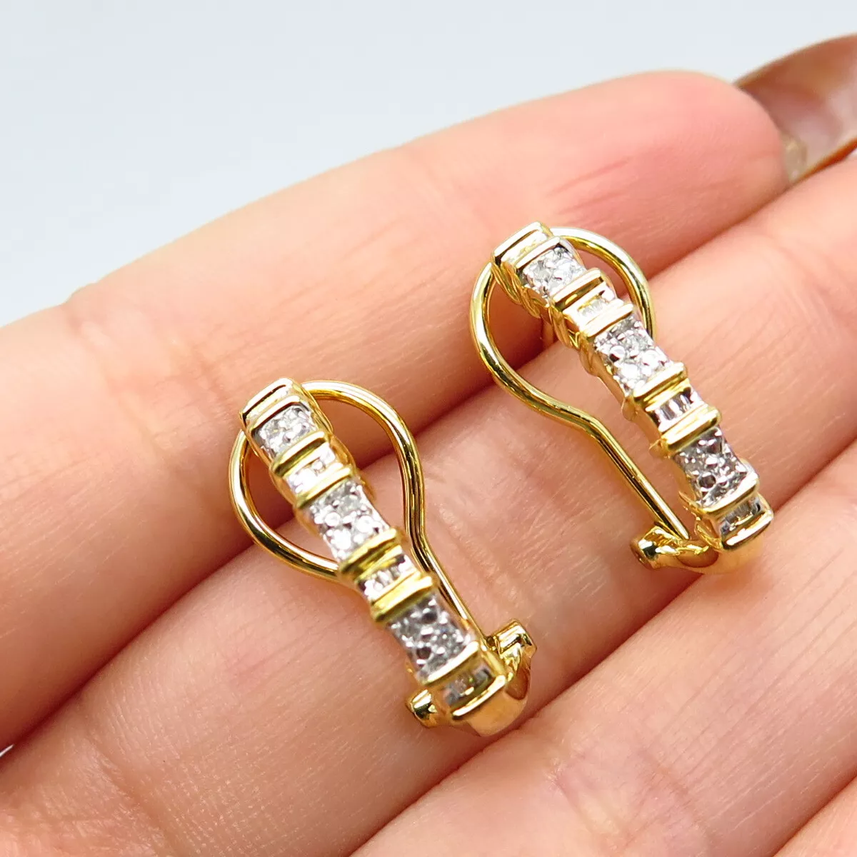 Omega back top diamond earrings