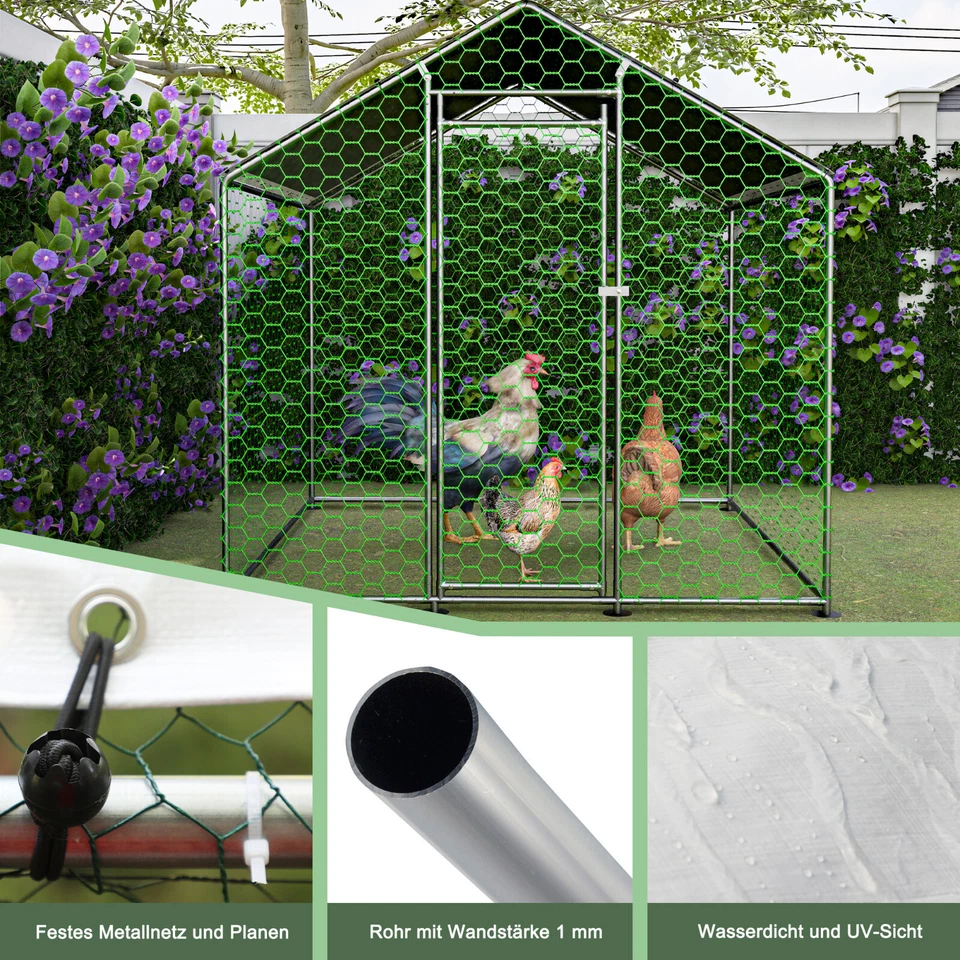 Hühnerstall Freilaufgehege XXL Hasengehege verzinktem Hühnerhaus Geflügelstall - Bild 4 von 4