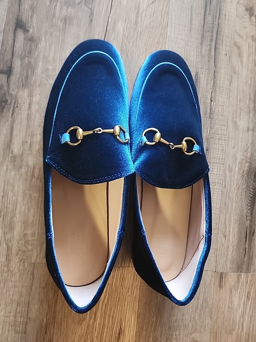La Rosa Classic Metal Buckle Velvet Blue Loafers Size 8 | eBay display picture 3