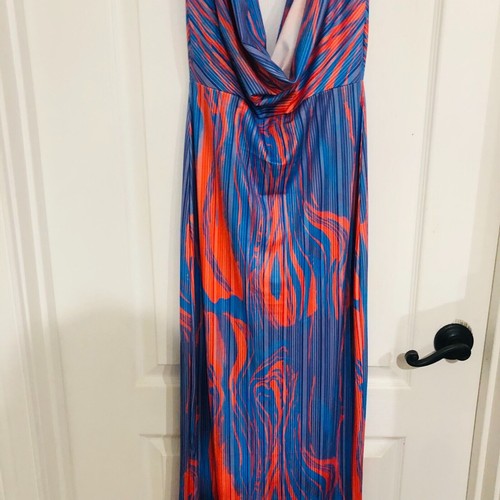 Commense Women's Flaming Passions Cowl Neck Long Dress Blue Size Medium NWT - Picture 5 of 9