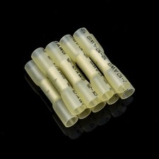 5/100Pcs Wire Butt Crimp Connector Heat Shrink Yellow 12-10 Gauge Terminal Radio