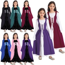Girls Renaissance Ruffle Dress Princess Medieval Renaissance Costume Halloween