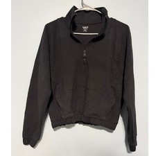 Old Navy Womens XS Active Dynamic Fleece Quarter Zip Cropped Sweatshirt Black