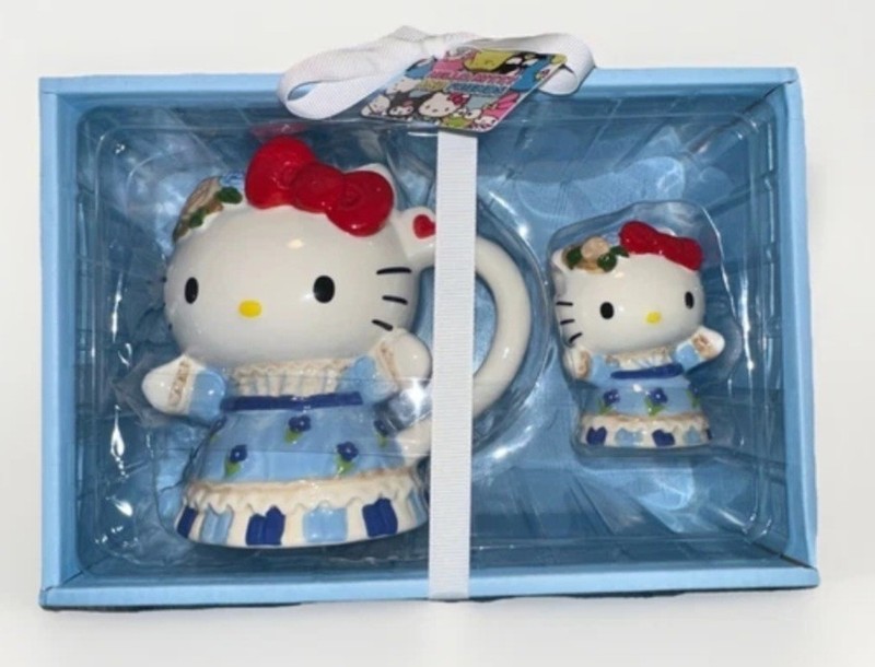 Blue Sky Hello Kitty Western Blue Prairie Dress Mug & Figurine Set  Cottagecore