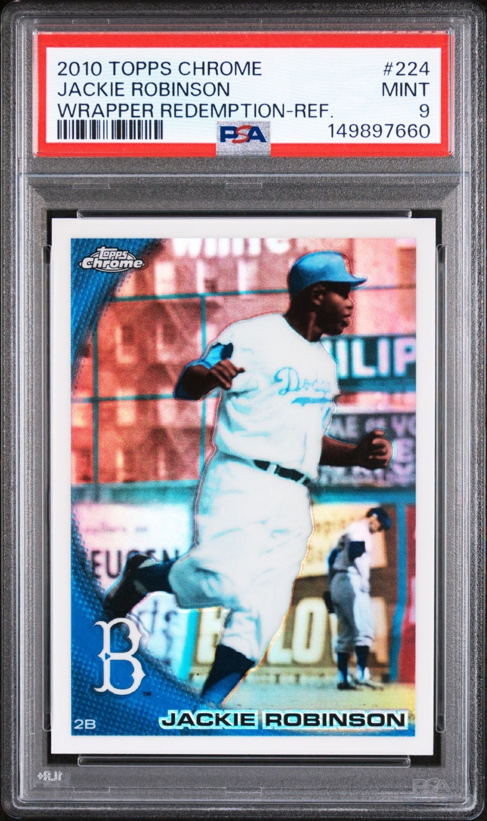 2010 TOPPS CHROME WRAPPER REDEMPTION JACKIE ROBINSON REFRACTOR #224 PSA 9