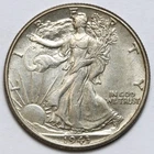 1943 50c Walking Liberty Silver Half Dollar Uncirculated - RAW - Nice Luster
