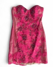 NWT Jovani Hot Pink Rhinestone Lace Illusion Mini Dress - Style 2254 💖 ✨