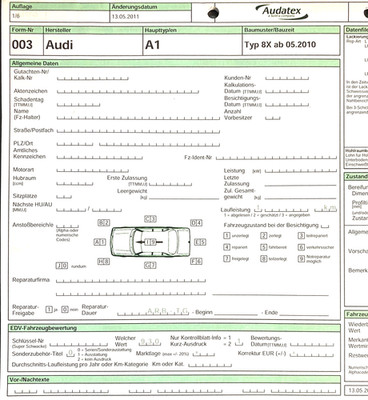 Audi A1    Typ: 8X   ab 2010    Explosionszeichnung audatex  (AU-21)