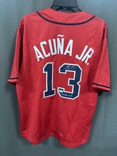 Ronald Acuna Jr Signed Atlanta Braves Baseball Jersey AUTO USA SM BAS Sz XL