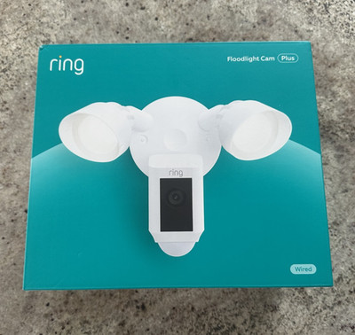 Ring Floodlight Cam Wired Plus Motion-Activated Camera 1080p White Brand New
