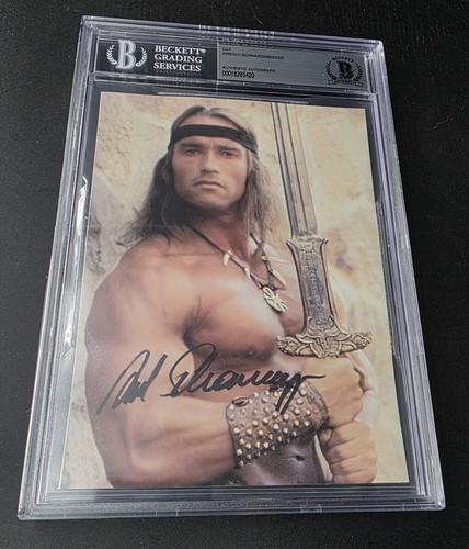 ARNOLD SCHWARZENEGGER SIGNED 5X7 PHOTO CONAN ENCAPSULATED BECKETT BAS 18285420