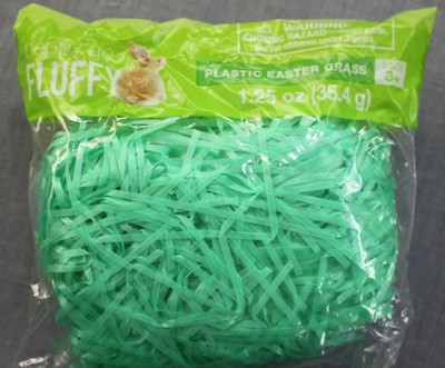 (4) Happy Go Fluffy - EASTER - Green  Plastic Easter Basket Grass  1.25 oz Bag