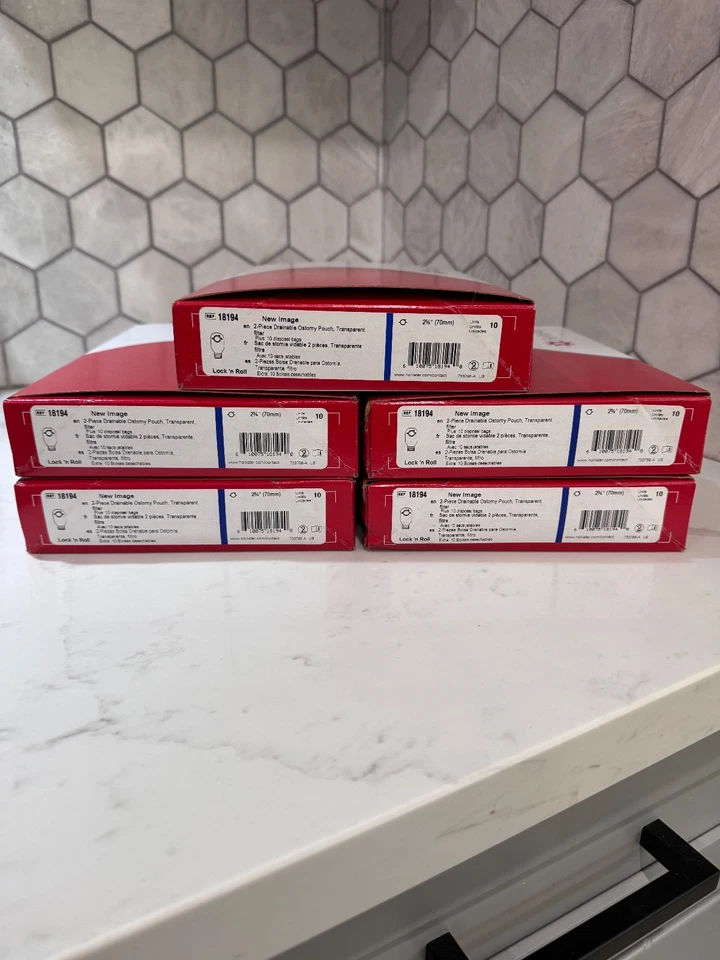 5x Hollister 18194 10ct 2-Piece Drainable Ostomy Pouches 2-3/4" Flange Exp 7/26 - Image 3 of 3