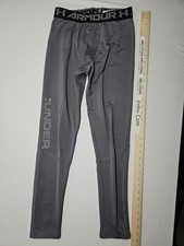 Under Armour Youth Large YLG Boy's ColdGear Leggings Pants Base Layer Gray