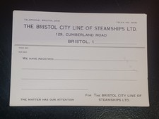 3x Vintage Ephemera BRISTOL City Line of Steamships Ltd Receipts Transportation