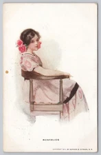 BESSIE PEASE  Pretty women in Pink dress Rosebuds 1911 Gutmann postcard