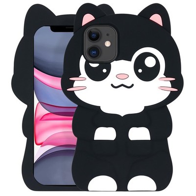 Cute Pocket Cat iPhone 11 Case, Kitty Cat 3D Funny Cartoon Animals Soft Silic...
