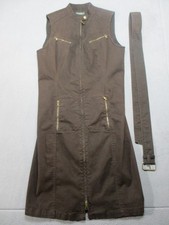 Lauren Jean Co Dress Womens 10 Brown Denim Sleeveless Belted Cargo Full Zip