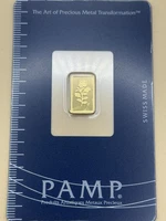 PAMP Suisse 1 Gram Gold Bar .9999 Fine Gold Rose Design Assay Card Sealed
