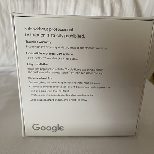 Google Nest Thermostat Pro Edition (Snow, Model G4CVZ) – Brand New Sealed - Picture 2 of 5