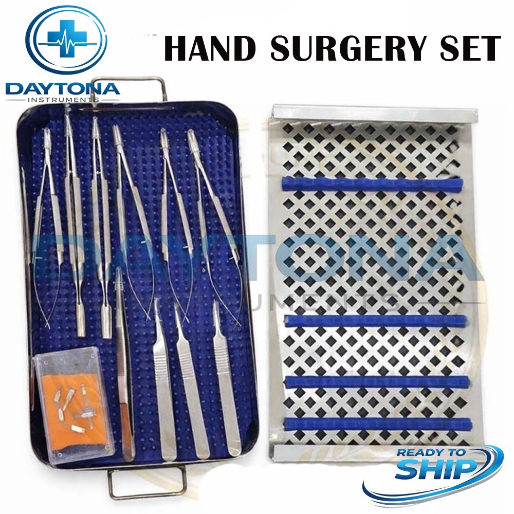 Hand surgery basic set of micro surgical instruments with case