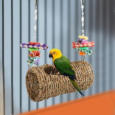 Generic Swing Bird Grass Tunnel Hammock Hideout Toy Cockatiel Budgie Seagrass