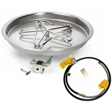 HPC Fire Match Light Gas Fire Pit Kit, 31in. Pan 18in. Torp Burner, LP Small