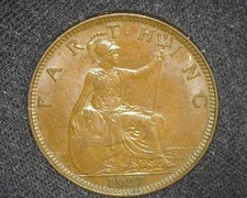 GREAT BRITAIN 1927 FARTHING KM825 GEM BRILLIANT UNCIRCULATED  ~E13